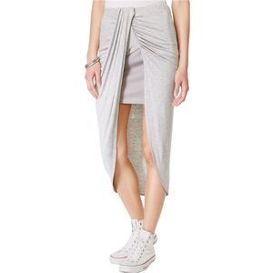 Izzy & Me Womens Wrap-Front Tulip High-Low Skirt, Grey, NWT